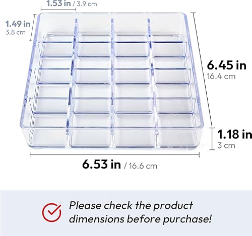 Miniatura 5 de carrotez Bandeja organizadora de joyas apilable, 16 rejillas, organizador de cajones de plástico transparente para maquillaje, accesorios,
