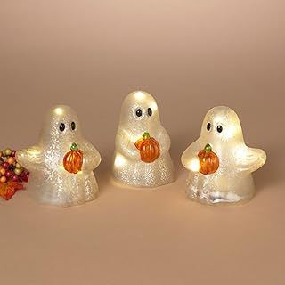 One Holiday Way Set of 3 5-Inch Vintage Lighted Mercury Glass Ghost Figu...