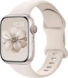Pulseiras esportivas de silicone compatível com pulseiras de Apple Watch de 40 mm, 38 mm, 41 mm, 44 mm, 45 mm, 42 mm, 49 mm femininas e masculinas, pulseira de substituição esportiva macia e