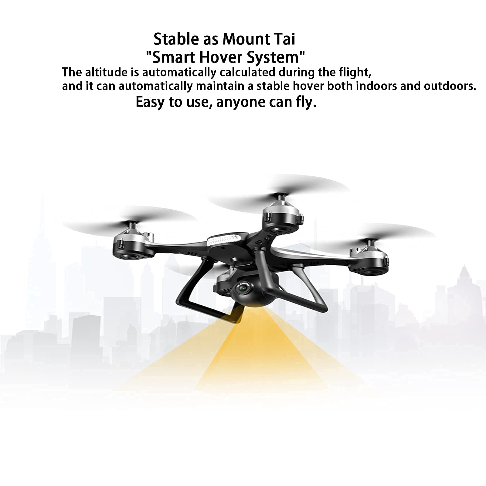 Drone con cámara, vídeo en tiempo real de alta definición, quadcopter con control remoto plegable, función waypoint, modo sin cabeza, arranque con un solo botón, mantenimiento de