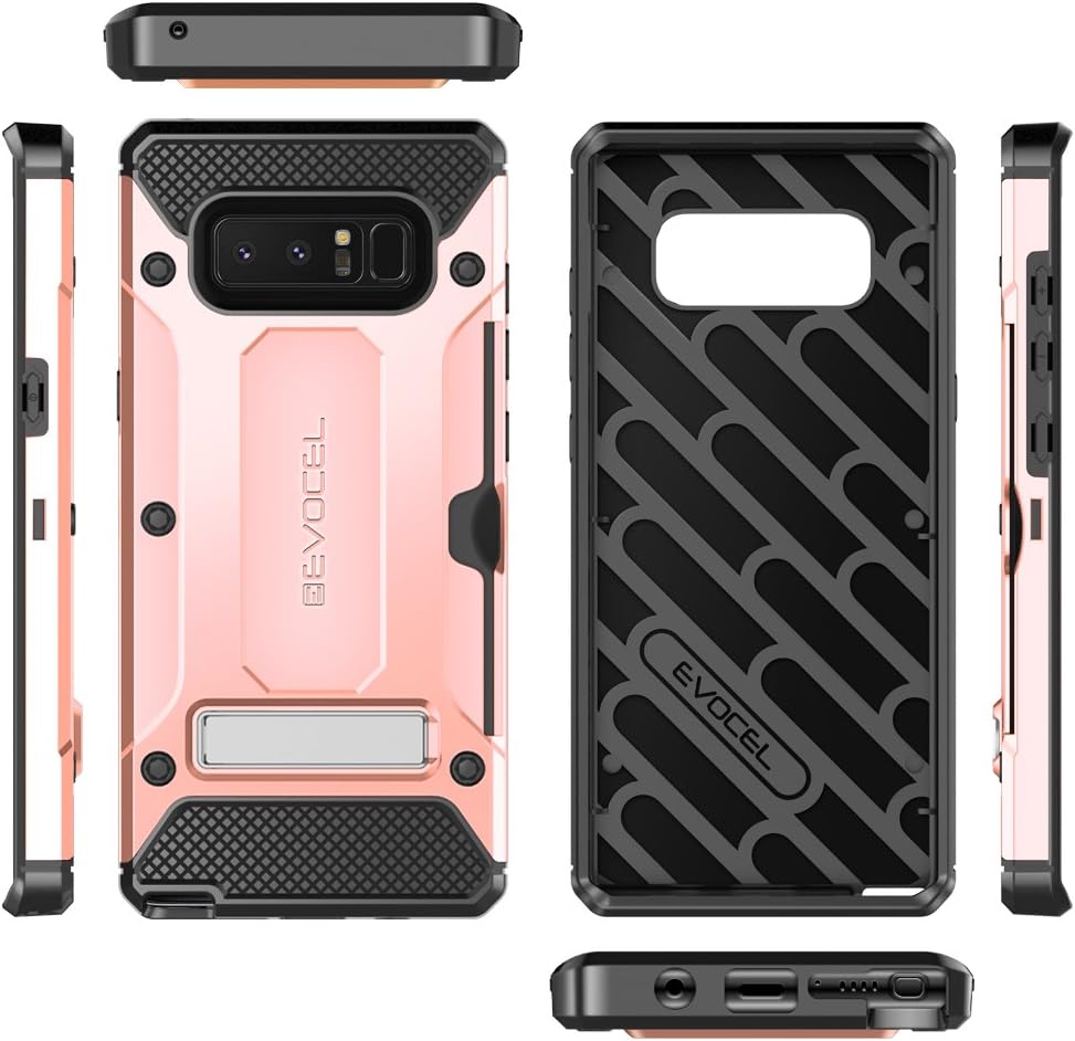Galaxy Note 8 Case, Evocel [Explorer Series Pro] Premium Dual Layer Credit Card Case with Magnetic Kickstand for Samsung Galaxy Note 8 (SM-N950), Rose Gold (EVO-SAMNOTE8-CK25)