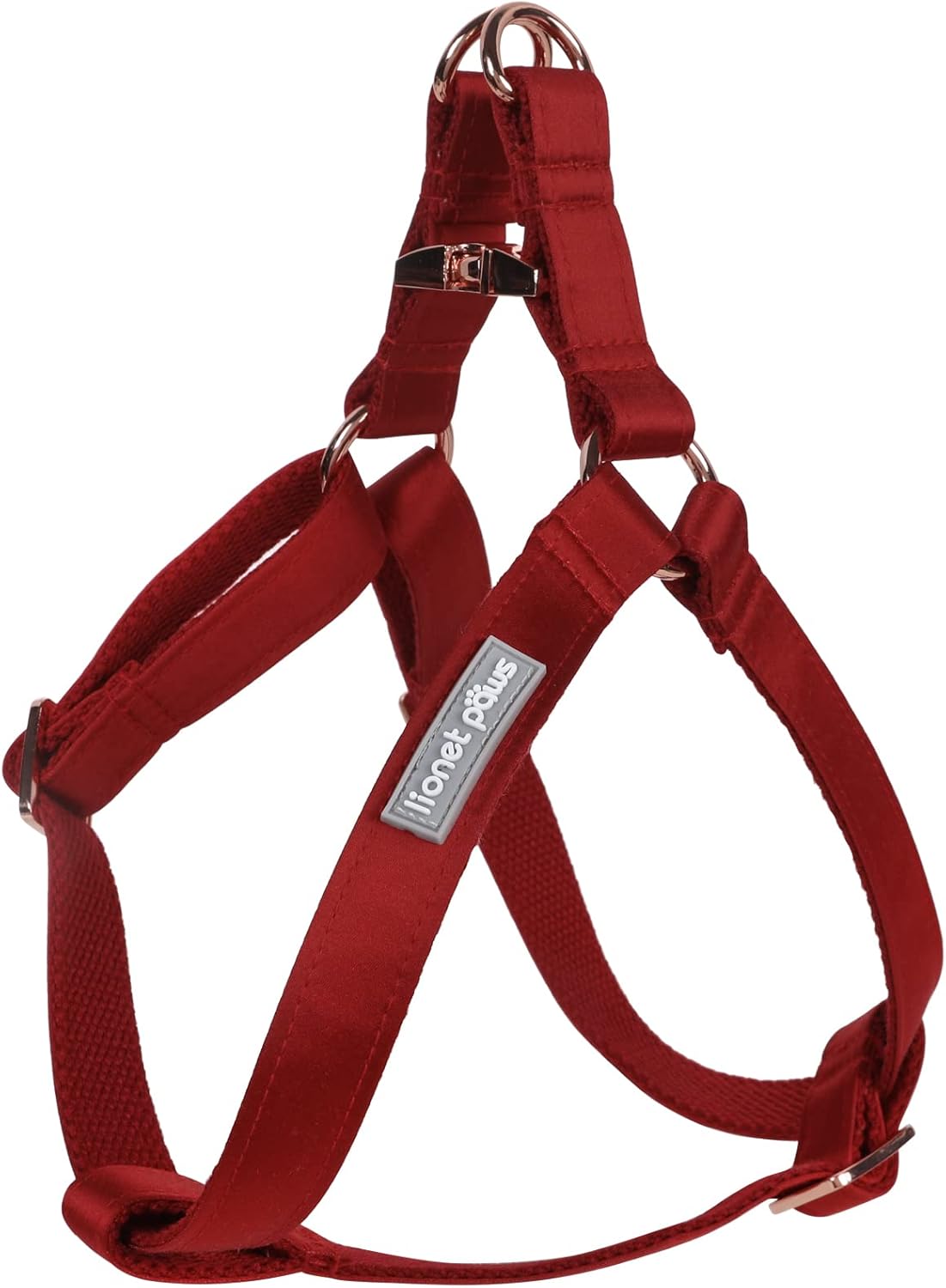 Lionet Paws Dog Harness, No-Pull Adjustable Silk Nylon Webbing Pet Harness with Metal Buckle for Medium Dogs Easy Walking, Red, M