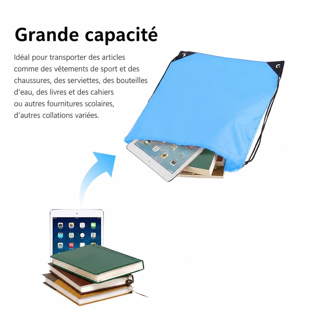 Lot de 64 Sacs à Cordon de Sport, Sacs à Dos à Cordon Imperméable pour Enfants, Ados et Adultes – Sacs de Gym Polyvalents pour École, Voyage, Fitness, Camping, Fête (8 Couleurs)