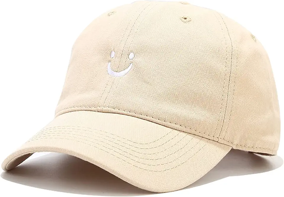 Boné de beisebol Smile Face para mulheres homens ajustável baixo perfil algodão não estruturado chapéu pai