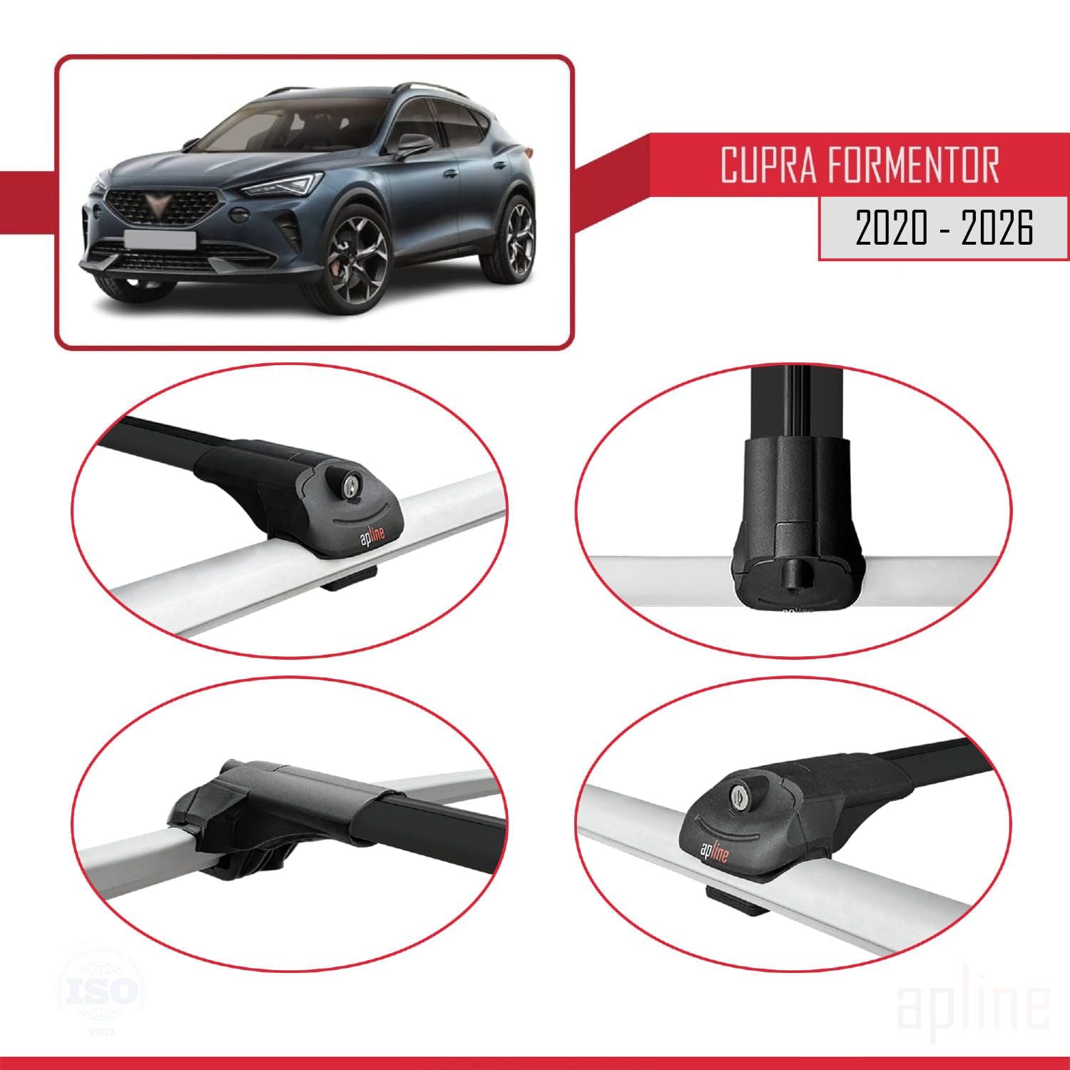 Compatible con Cupra Formentor 2020-2024 Barras de techo ACE-1 Portaequipajes Barras Transversales NEGRO