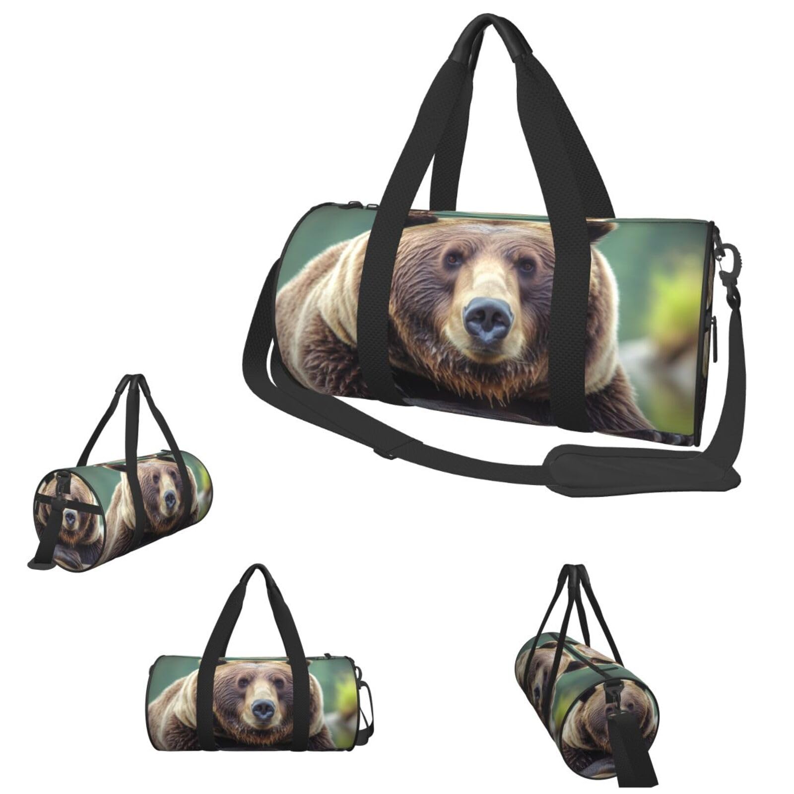 【SHALOM】BEAR SPORTS BAG Amazon.com: Duffle Bags Grizzly bear Gym Bag for Men Women