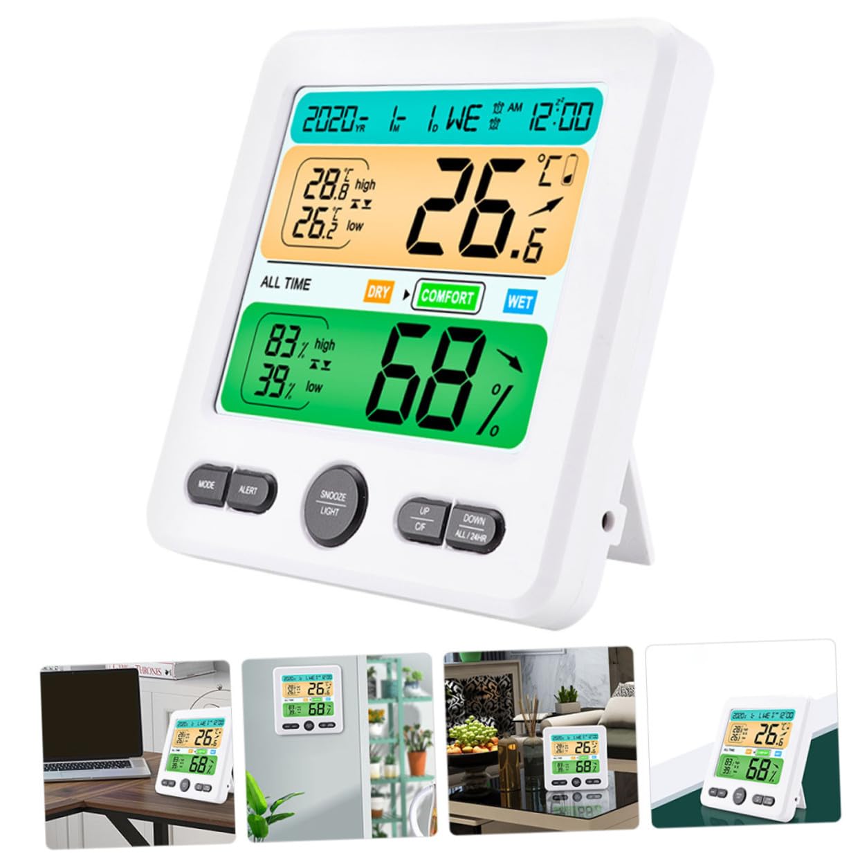 SHINEOFI Igrometro Digitale da Parete per Interni con Display Grande Termometro Umidità Casa Strumento Preciso e Portatile in Abs Misurazione Stabile e Basso Consumo Energetico Serie b