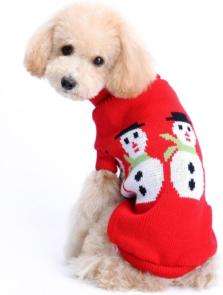 AIMTOPPY Fashion Christmas Snowman Pet Clothes for Dog Cat Puppy Hoodies Coat Winter Sweatshirt Warm Sweater (L)