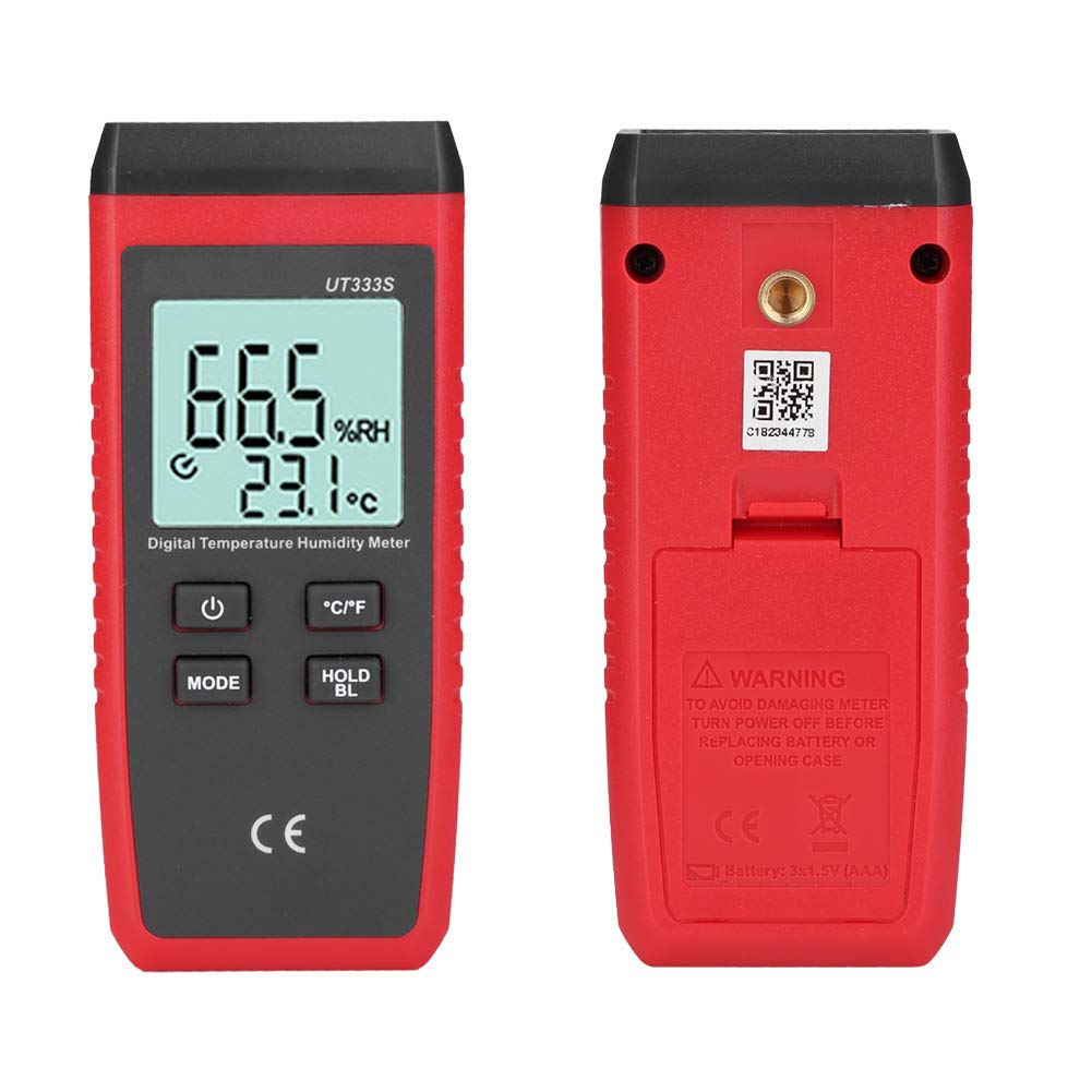 Higrómetro de termómetro digital, medidor de temperatura de psicrómetro mini LCD UT333S, monitor de temperatura de humedad de alta precisión, para laboratorio, industrial, prueba de ingeniería, etc.