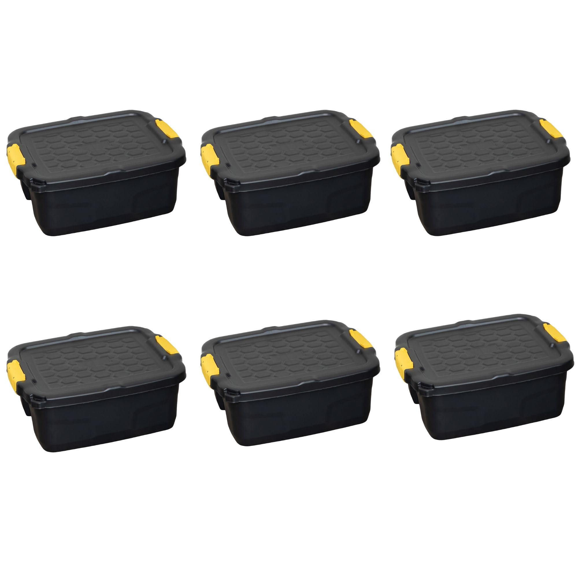 Samuel Alexander 24L Plastic Storage Box with Clips - Yellow