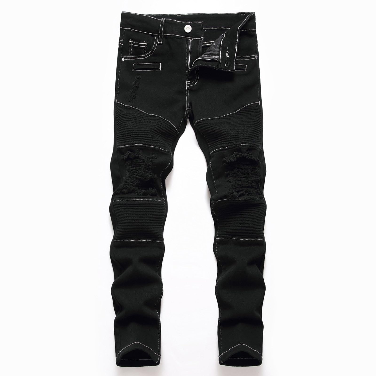 Vaqueros elásticos para niño Jeans para colegio Ajuste regular holgado Elásticos y cómodos Lavado clásico duradero Diseño unisex niño y niña Vaqueros de cintura media Tendencia moderna juvenil
