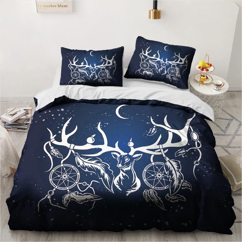 Parure de lit 240 x 260 attrape-rêves bleu profond pour chambre parentale