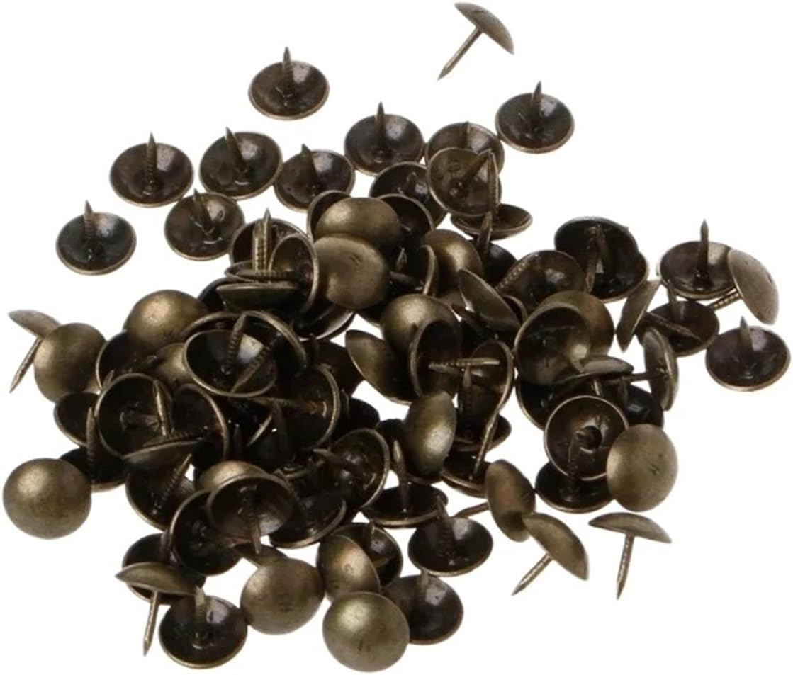 100pcs Antique Brass Bronze Upholstery Nails Jewelry Gift Wine Case Box Sofa Decorative Tack Stud Pushpin Doornail Hardware(7x11mm)