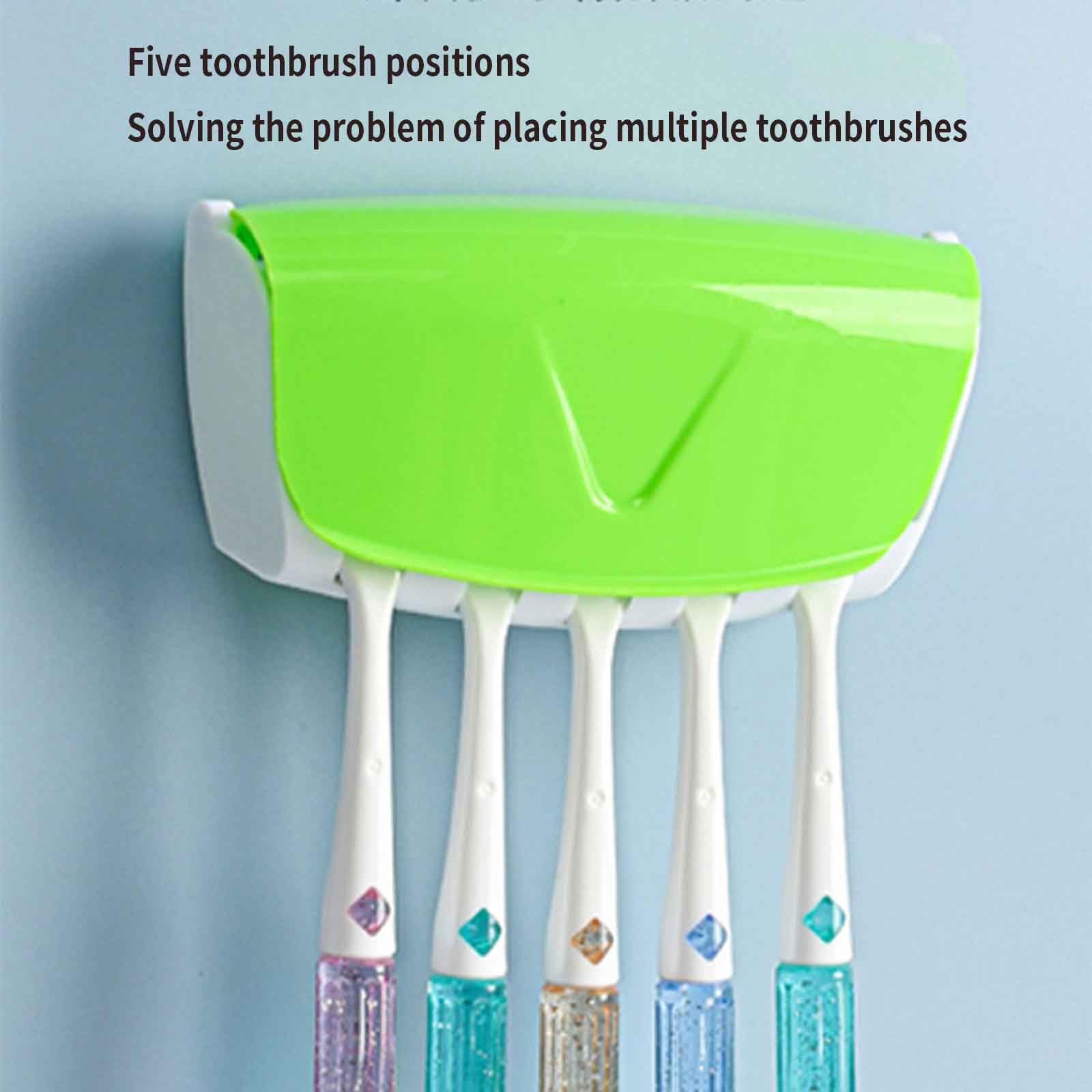 Dispensador Pasta Dientes Dispensador De Pasta De Dientes Baño Porta Cepillo De Dientes Viaje Portacepillos De Dientes Pared Toothbrush Holder Soporte Cabezales Adhesivo Plástico (14x6x4cm,Black)
