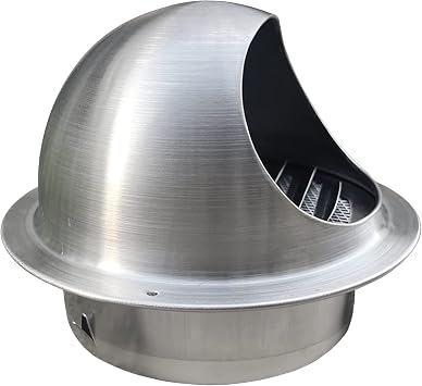 Exhaust Vent 304 Stainless Steel External Extractor Wall Air Outlet, Spherical Air Valve Grill Cover, Weather Proof Louvered Grille Cover Durable Ventilation, for Connecting Conduit Or Hose