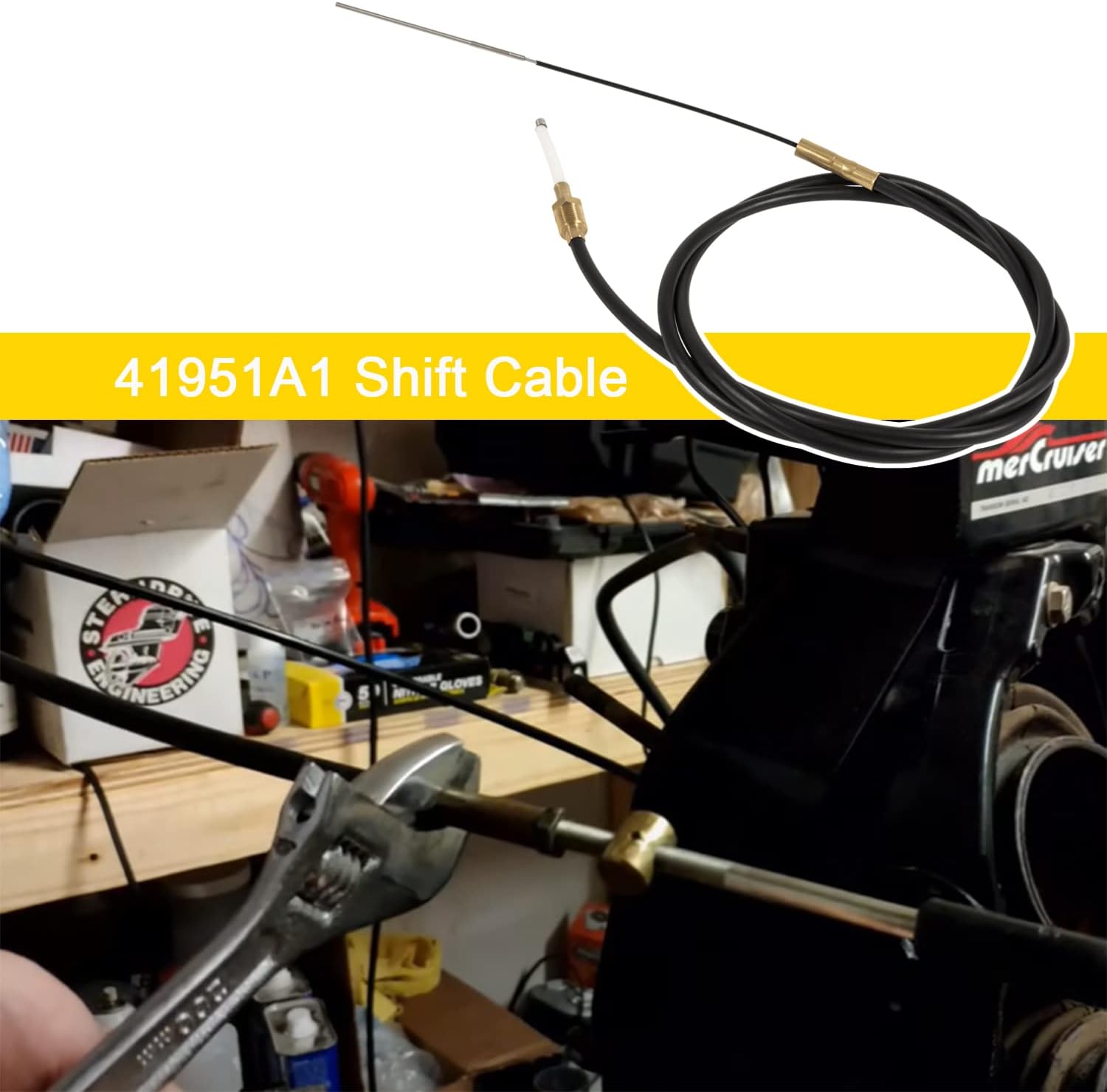 Bonbo 1 & 2 Lower Shift Cable Kit Replaces 865436A03 Fit for Mercruiser Alpha Gen One & Two 1 2 MR MC 1978 & Newer
