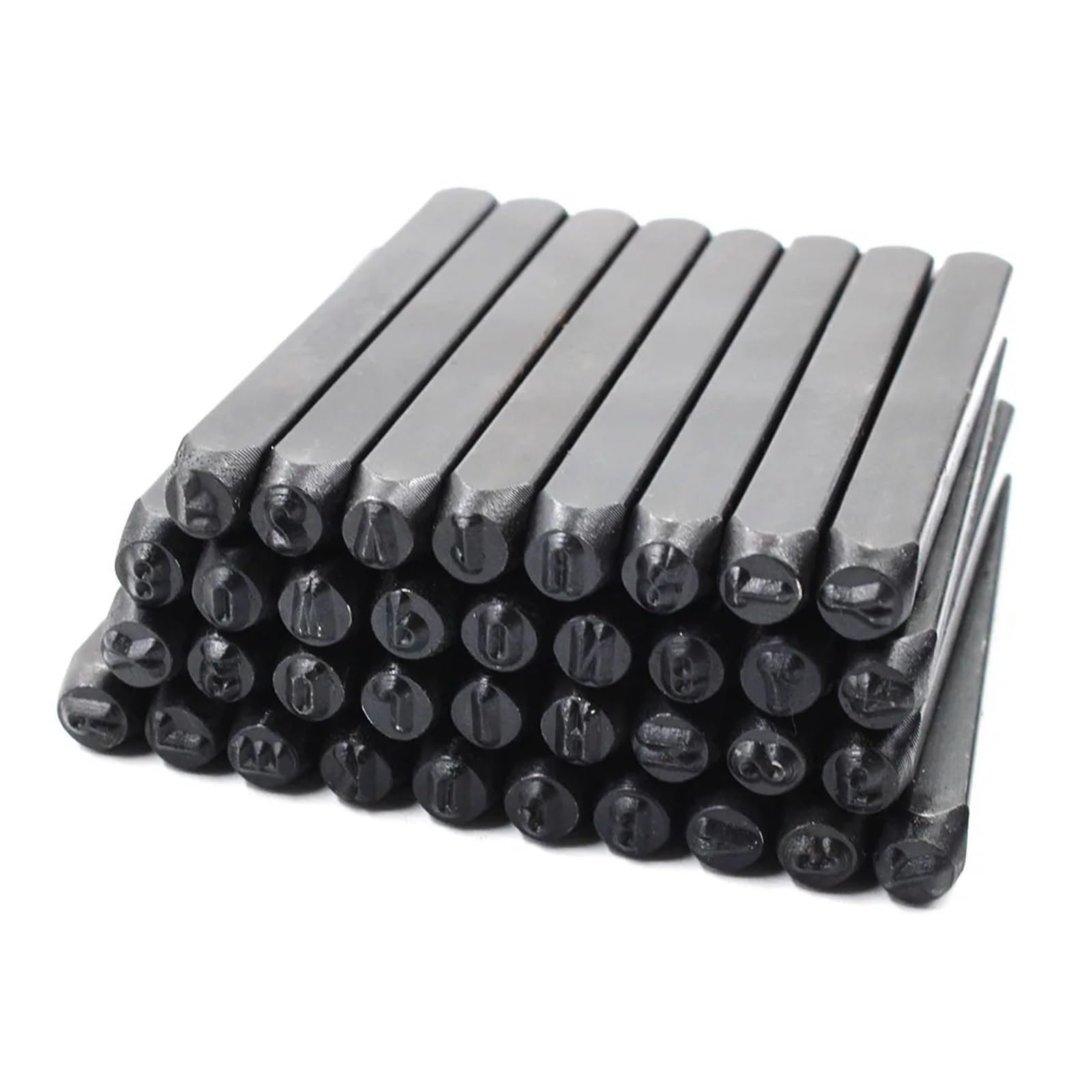 AXVOLA Steel Letter Mould 36pcs Professional Stamping Tool Set - Carbon Steel Number & Letter Punches(Green)