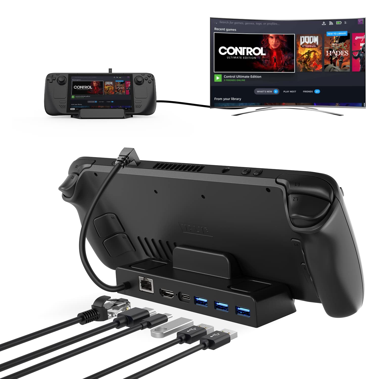 Buy Upgraded 6in1 Steam Deck Dock Hub with 1000Mbps 100W