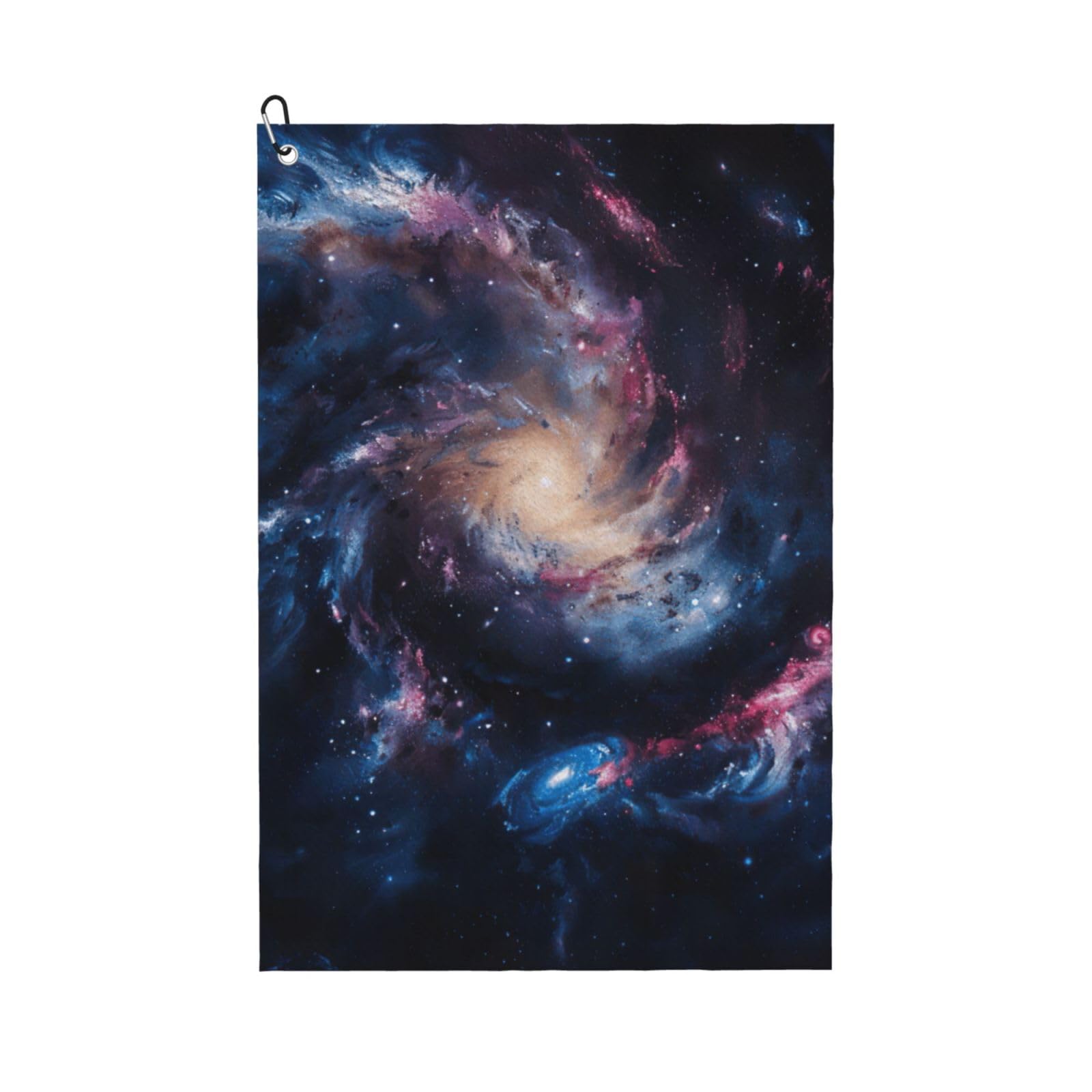 Anceky Galaxy Print Golf Towel 24"X16" Microfiber Golf Cleaning Towel with Carabiner Clip for Golf Bags