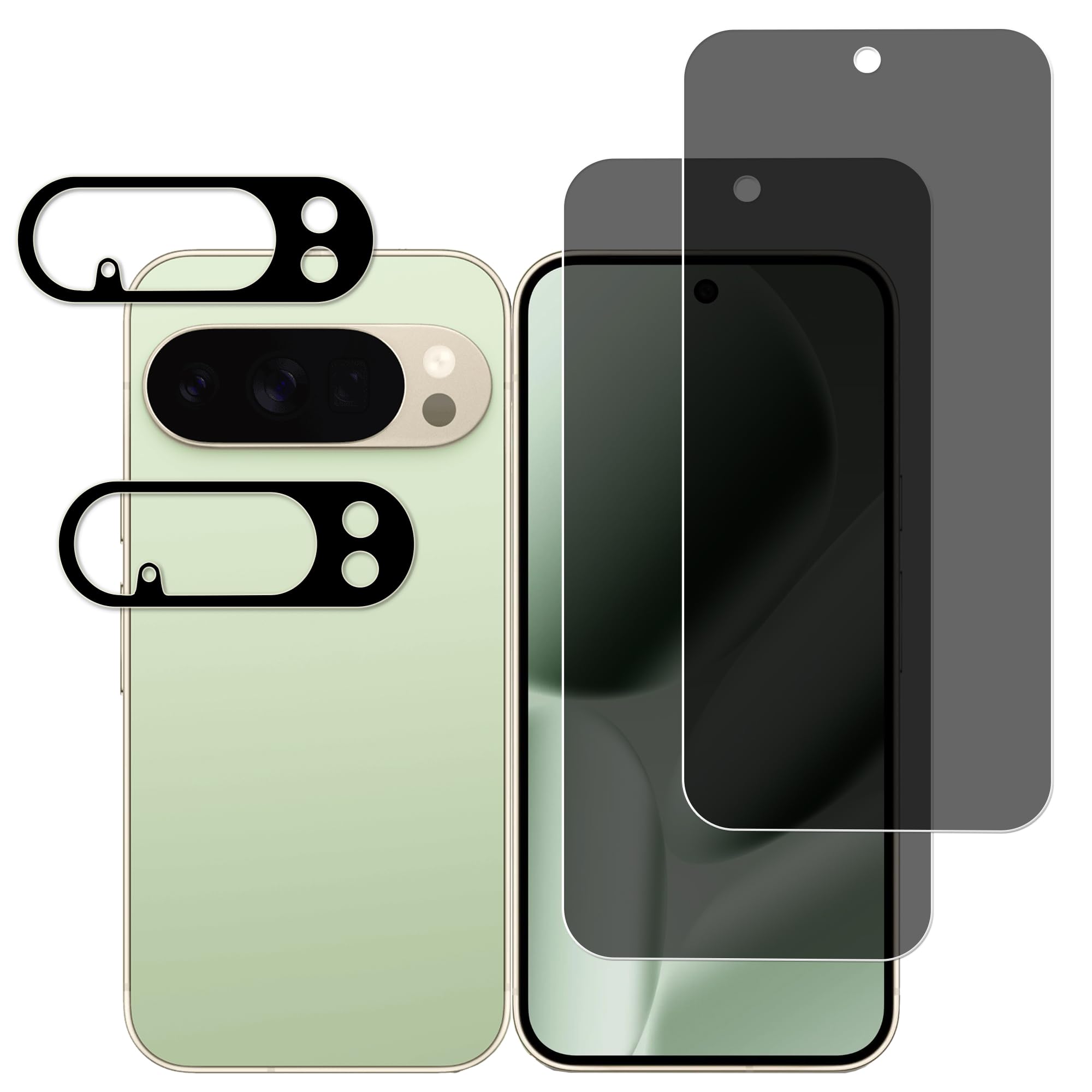 HKKAIS 左右の視野 のぞき見防止 Google Pixel 10 Pro 用 覗き見防止 ガラスフィルム 日本製硝子採用 強化 ガラスカメラフィルム 液晶画面 保護フィルム【2+2枚入り】