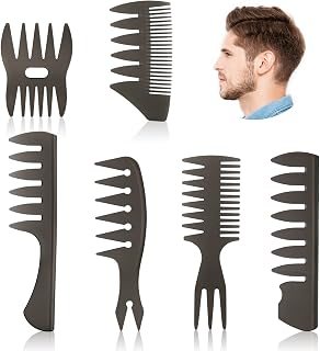 URAQT 6-Piece Wide Tooth Hair Comb Set - Anti-Static Professional Styling Combs for Pompadour, Wet & Dry Hair, Men Women