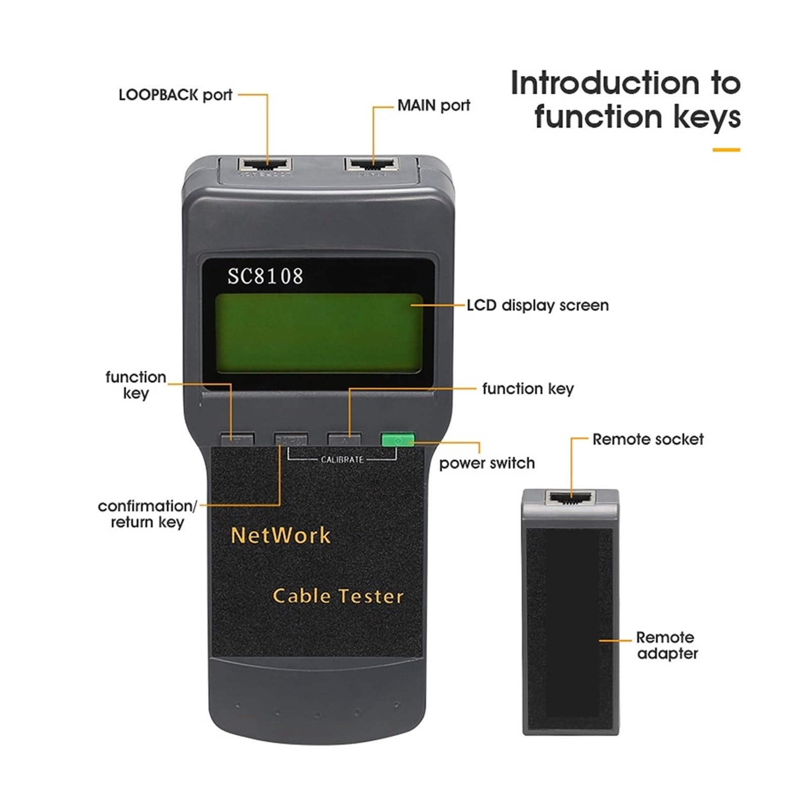 Testeur de Fibre Testeur De Réseau LCD Portable, Câble Téléphone LAN Et Compteur Avec Écran RJ45