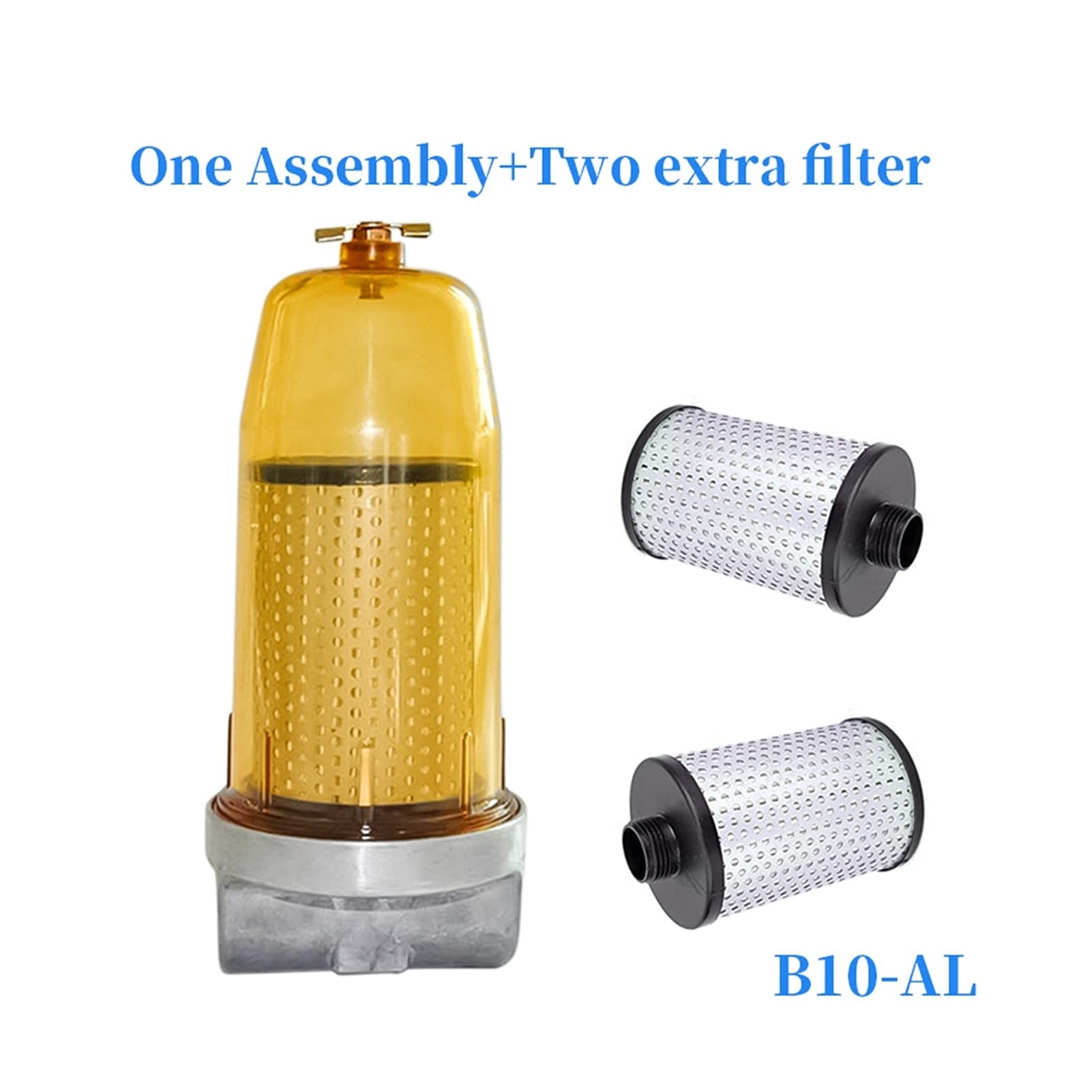 Carburador y piezas 3 piezas B10-AL Filtro del tanque de combustible, conjunto del separador de agua de combustible con PF10 Elemento de filtro para el tanque de almacenamiento de aceite diesel Piezas