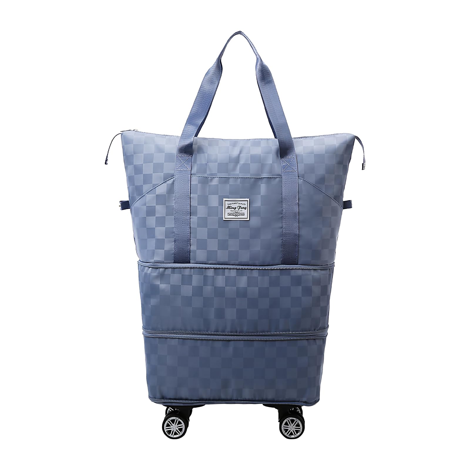 Dokeno Borsa da Viaggio Pieghevole con Ruote Rimovibili, Borsone Pieghevole Espandibile con Ruote per Viaggi, Borsa Weekender da Viaggio con Scomparto Bagnato per Sport, Fitness e Viaggi (bleu)