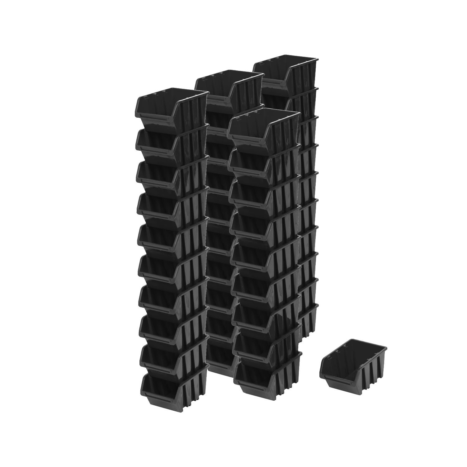 Boîtes de rangement empilables à ouverture frontale pour optimiser l'espace de l'atelier