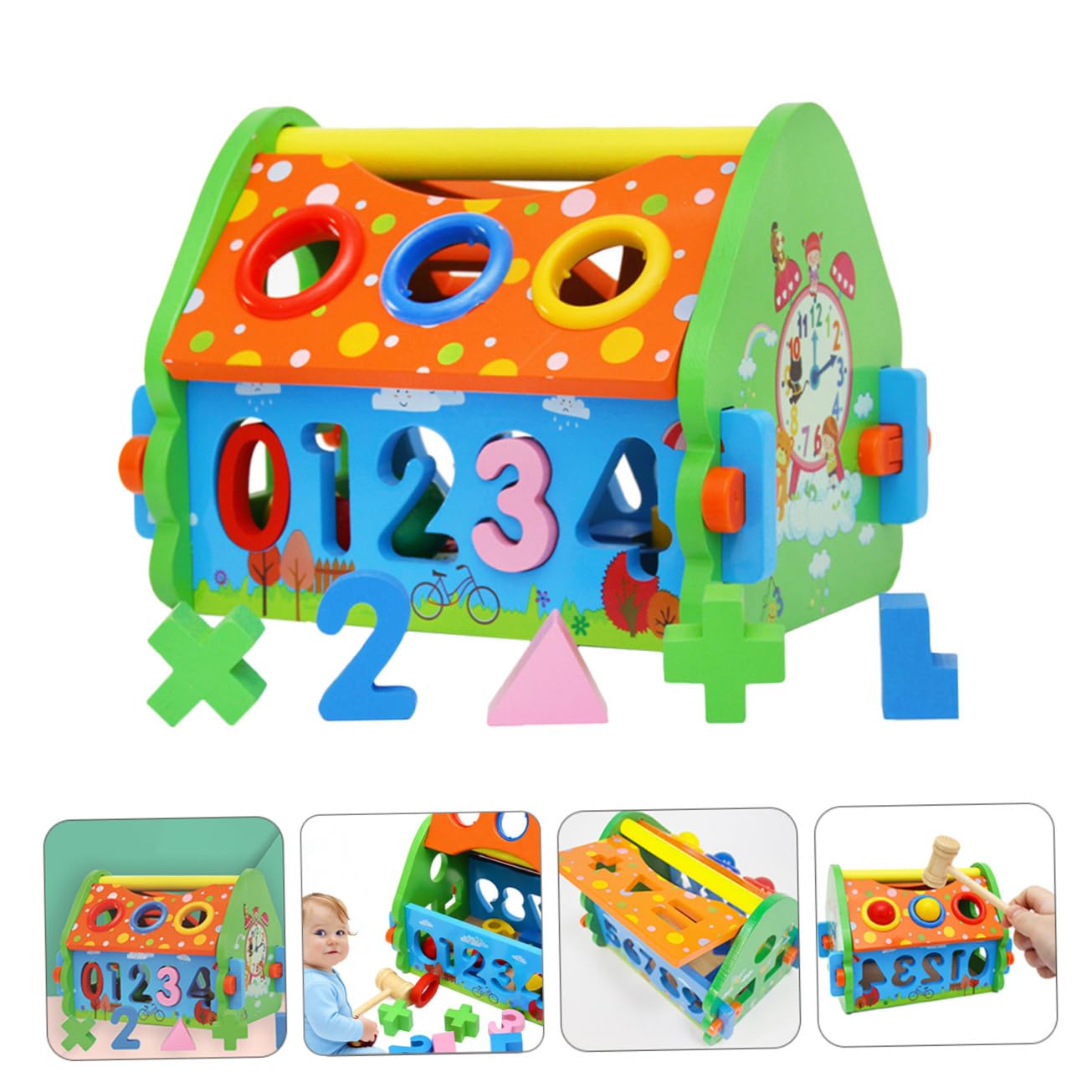 Toddmomy Casa de Juguete para Desmontar de Madera Números y Formas, Juego Educativo Infantil para Desarrollo Cognitivo y Flexibilidad Manual en Interacción Familiar