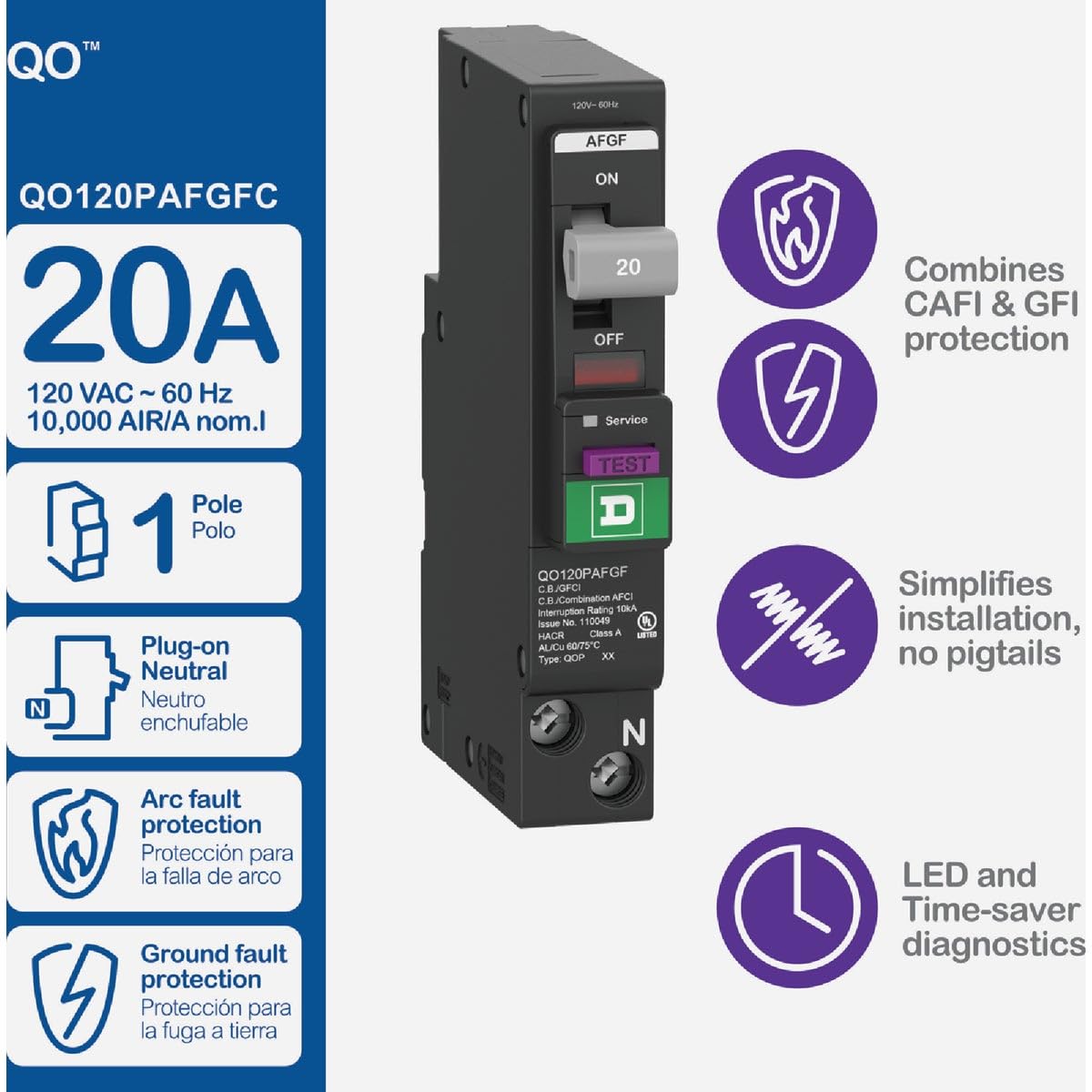 QO 20A PON DUAL BREAKER