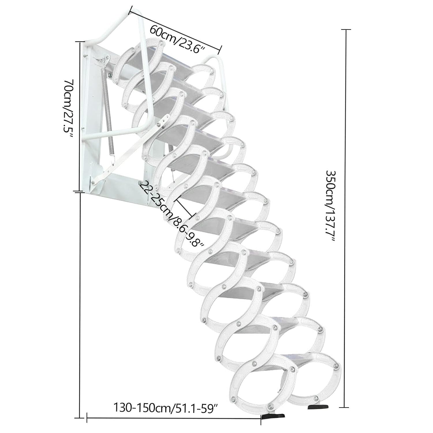 Buy CNCEST 23.6x27.6 in Folding Ladder Loft Attic Stairs Wall Mounted