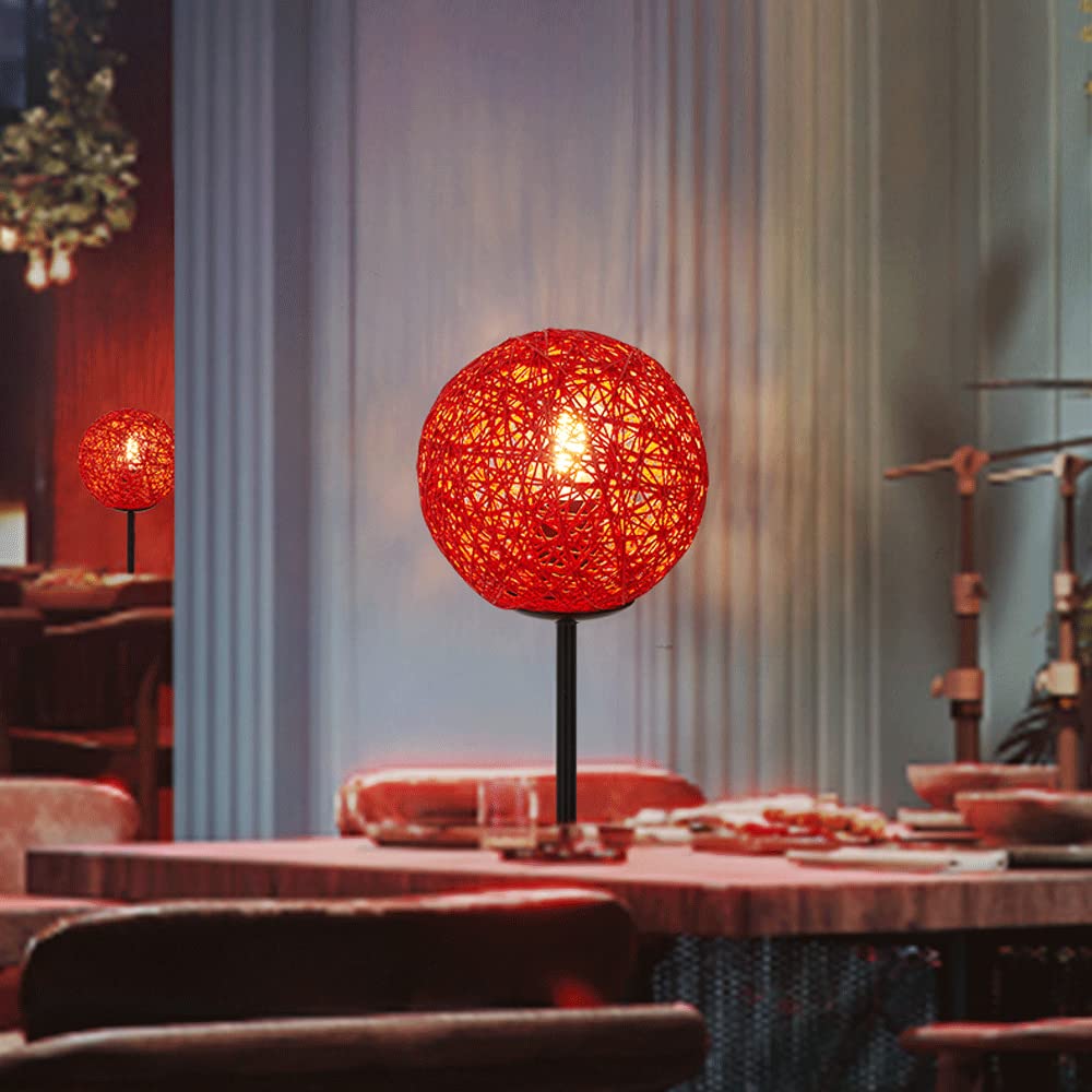 Amazon.co.jp : NAMFHZW モダンラタンボールテーブルランプE271灯木製  