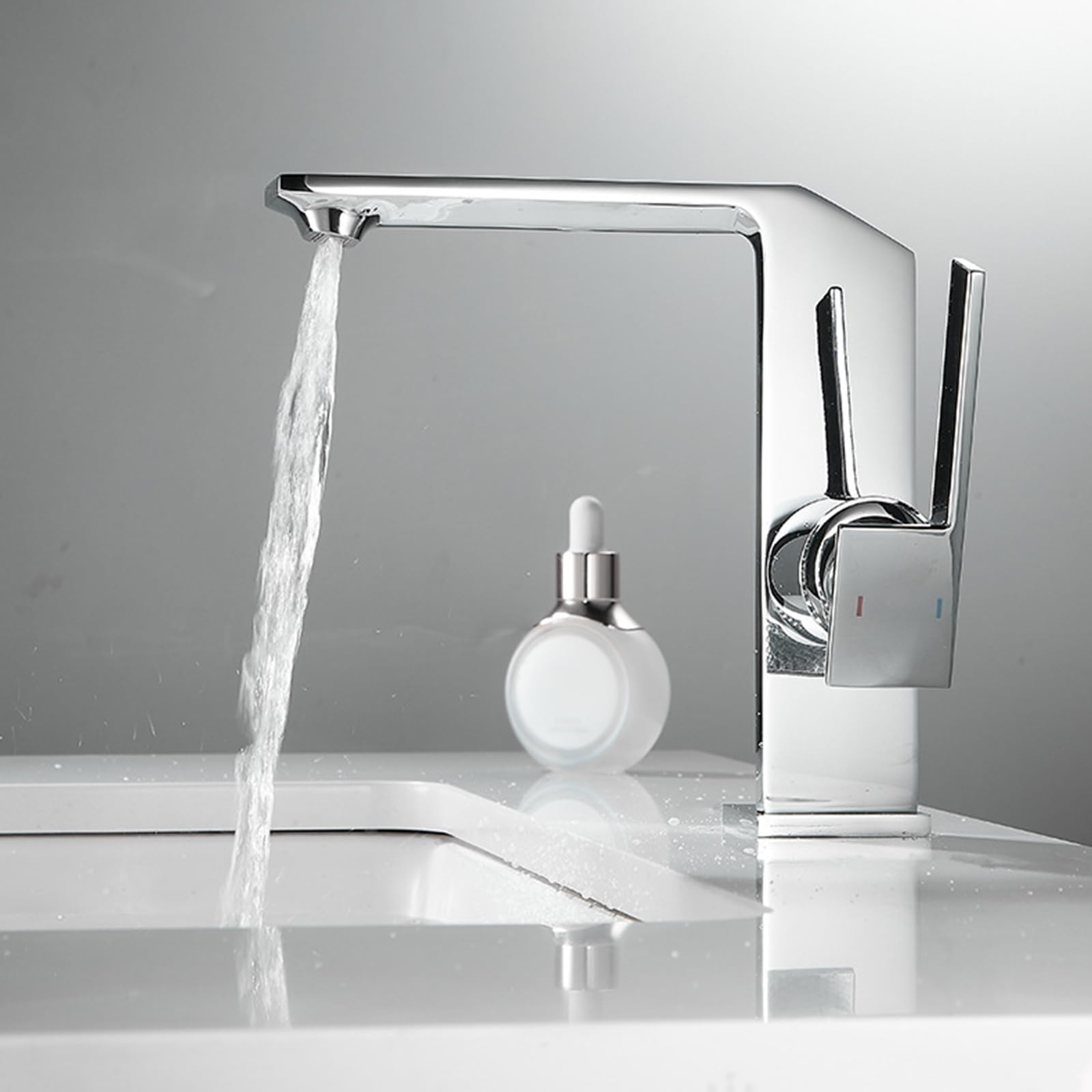 SOHNVWTGD Waterfall Wash Basin Taps Single Hole Hot and Cold Bathroom Taps G1/2 Waterfall Taps Mixer,Chrome
