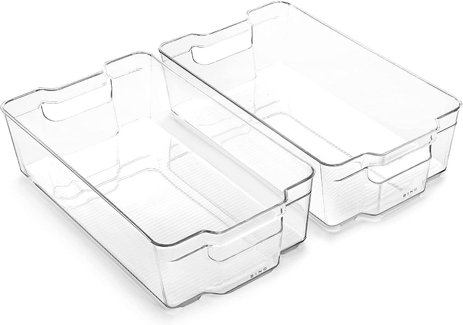 LISHONN Stackable Acrylic Fridge Organiser Sturdy Pantry And Refrigerator Storage Bins With Handles Fridge Containers| Pack of 02 | Extra Large