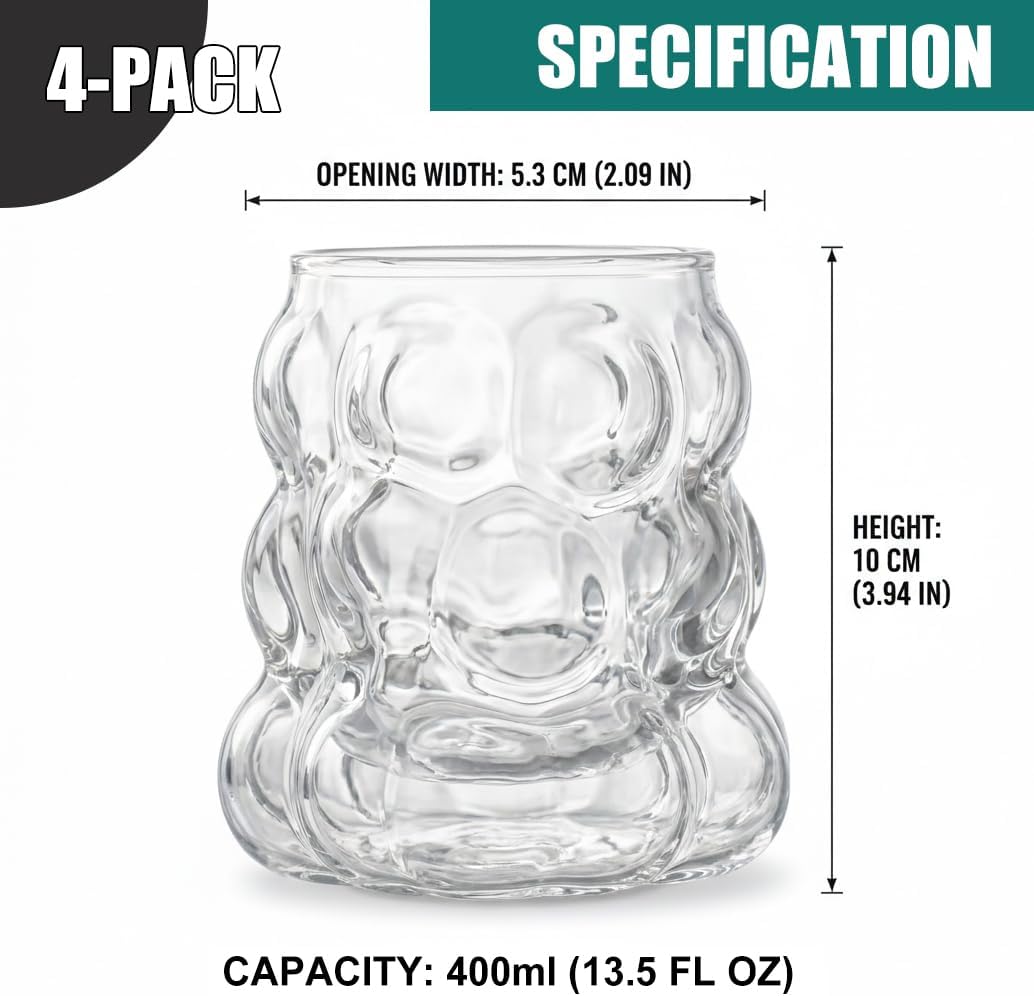 2Pcs Crystal Clear Bubble Glass Cups: 12 Oz Light Weight Drinking Glasses image 2