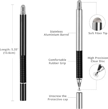 Capacitive Stylus Pen (4 Pack) with 10 pcs mesh fiber replacement tips