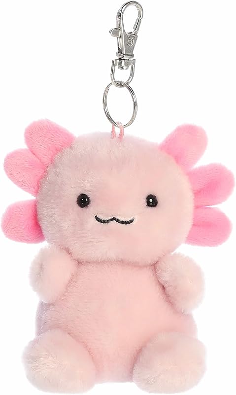 Aurora® Adorable Palm Pals™ Ax Axolotl™ Clip-On- Felpa Coleccionable Divertida para Coleccionistas Niños y Adultos - Perfecto para Mochilas y Regalos de Cumpleaños - Rosa 4 Pulgadas