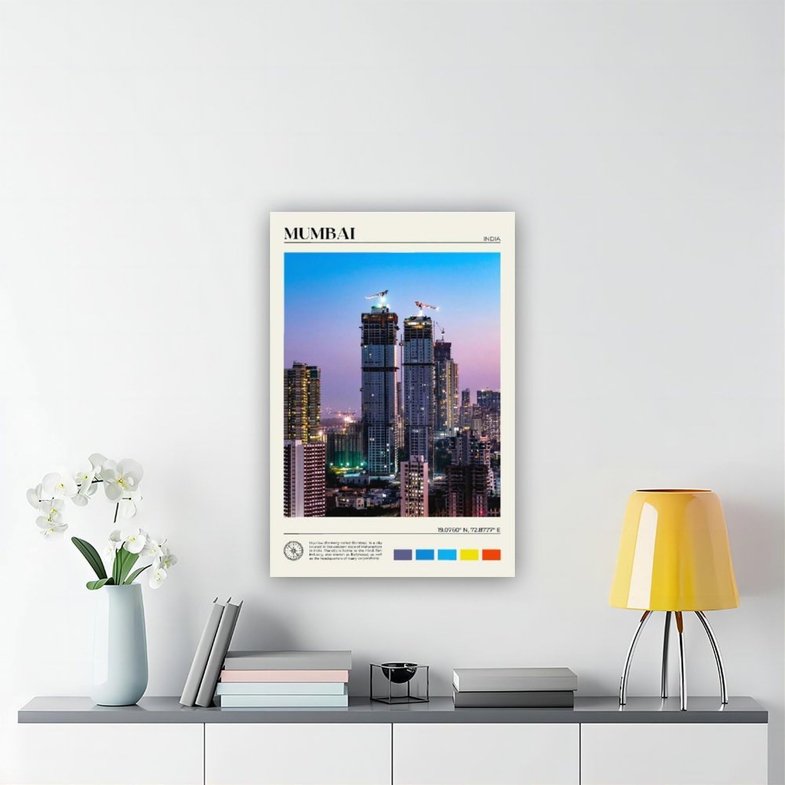 Mumbai Kunstdruck auf Leinwand, echtes Foto, Kunstdruck, für Wohnzimmer und Schlafzimmer, 61 x 91,4 cm (L x B)