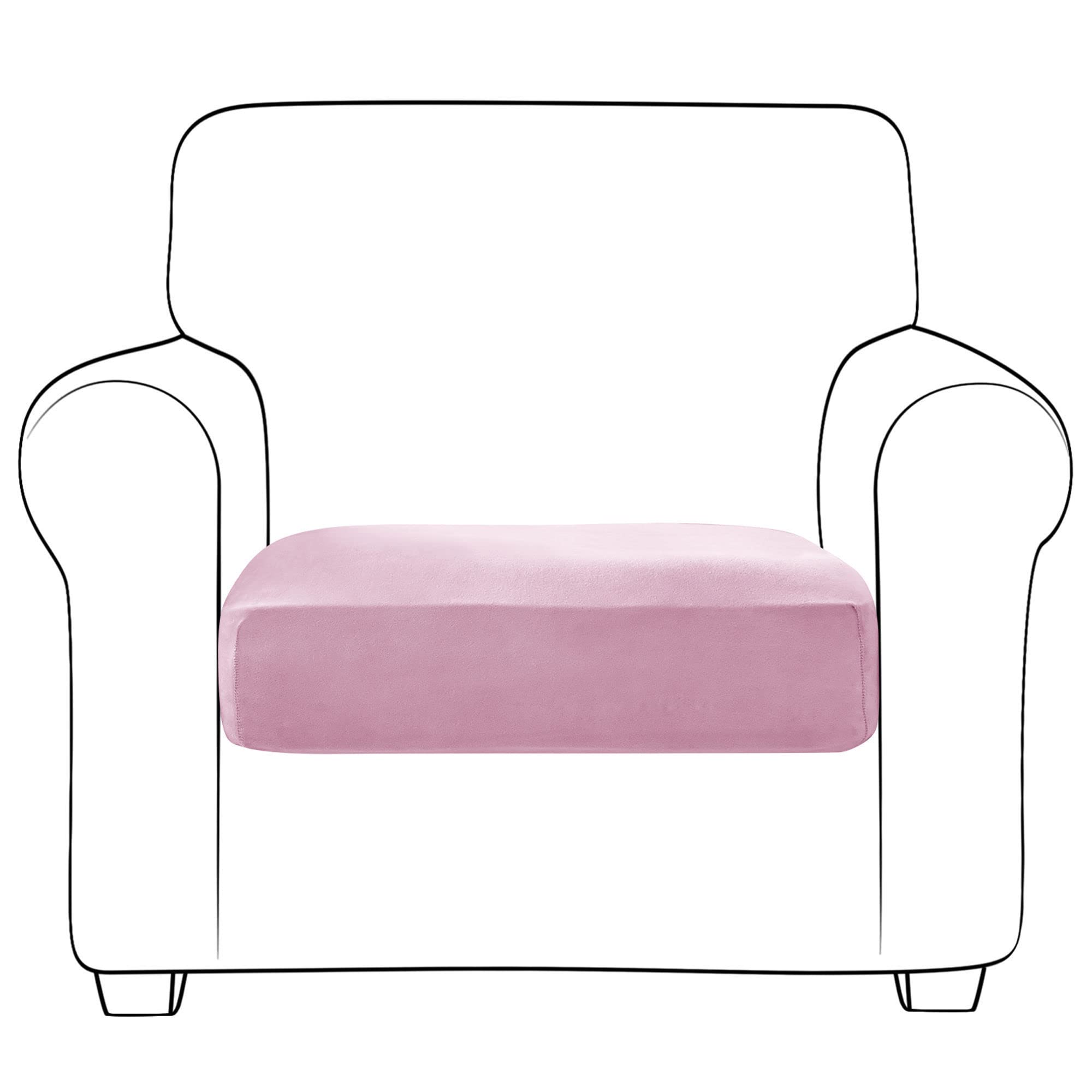SVFOEBJM Velvet Sofa Seat Cushion Covers, Sofa Cushion Covers Stretch Couch Cushion Cover Soft With Elastic Bottom Sofa Seat Cover For Chair Sofa-Pink-1 seater