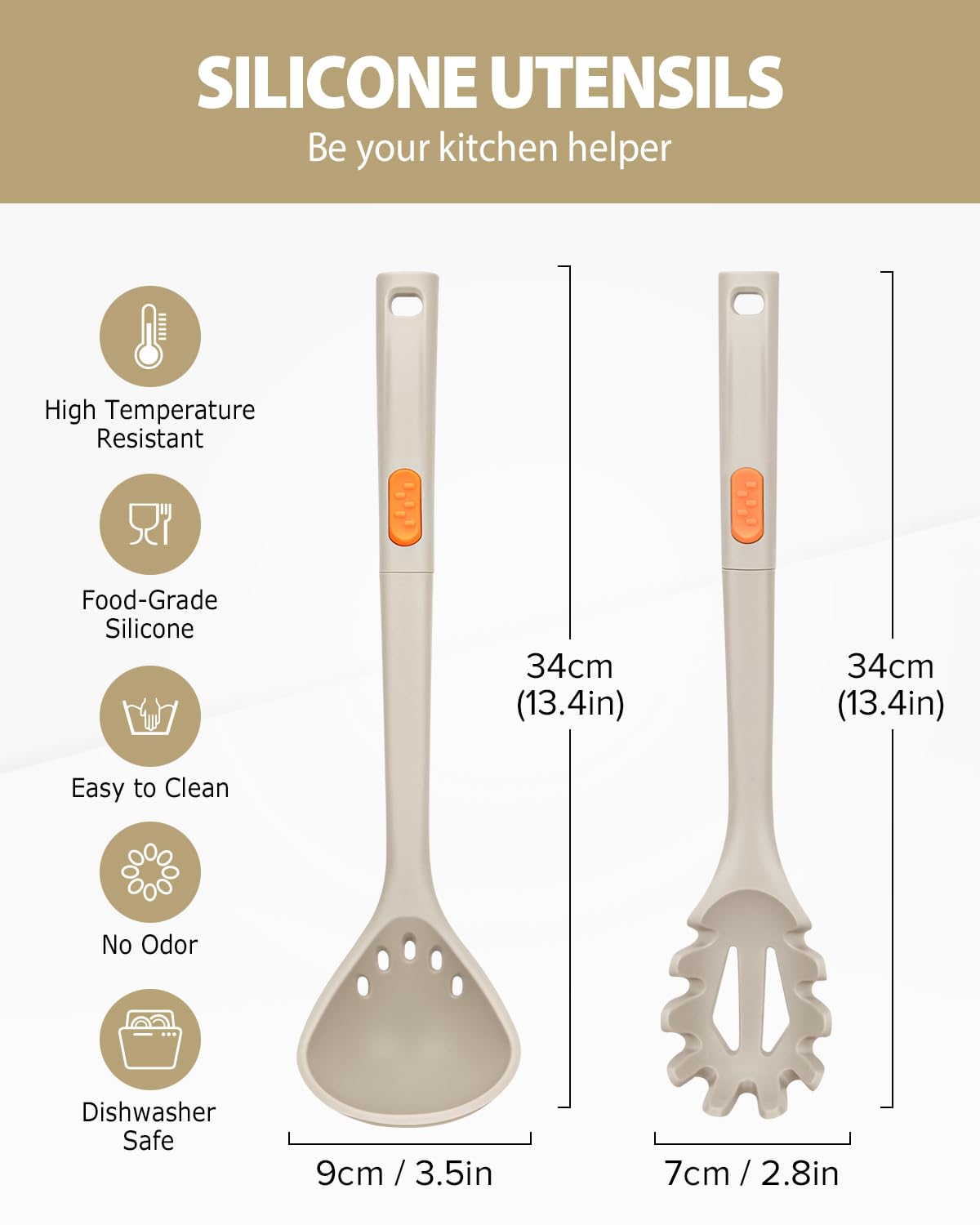 Confezione da 2 spatole da cucina in silicone, resistenti al calore, spatole scanalate antiaderenti con manico corto in legno, cuocere, capovolgere e girare