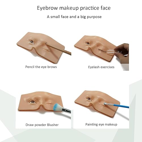 Miniatura 8 de Tabla de práctica de maquillaje facial y ojos de silicona, tabla de práctica de maquillaje, máscara de práctica de maquillaje, con ojos