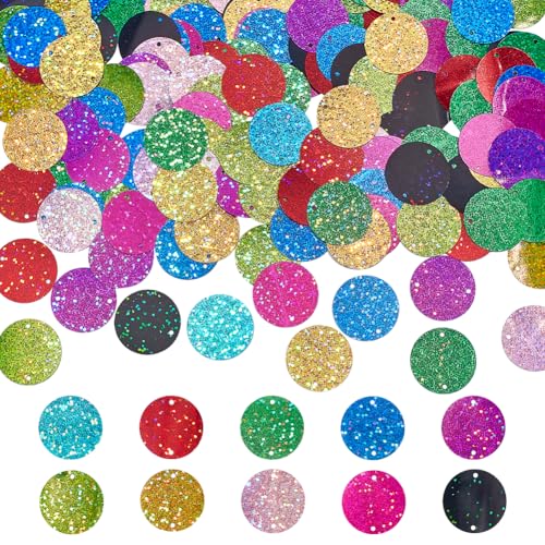 PH PandaHall 300pcs 10 Colors Large Sequins for Crafts 29mm Loose Glitter Foil Sequins Flat Round Sequin Paillettes Bright Flake for Halloween Christmas Birthday Wedding Festival Party DIY by PH PandaHall - Used condition - US$12.56