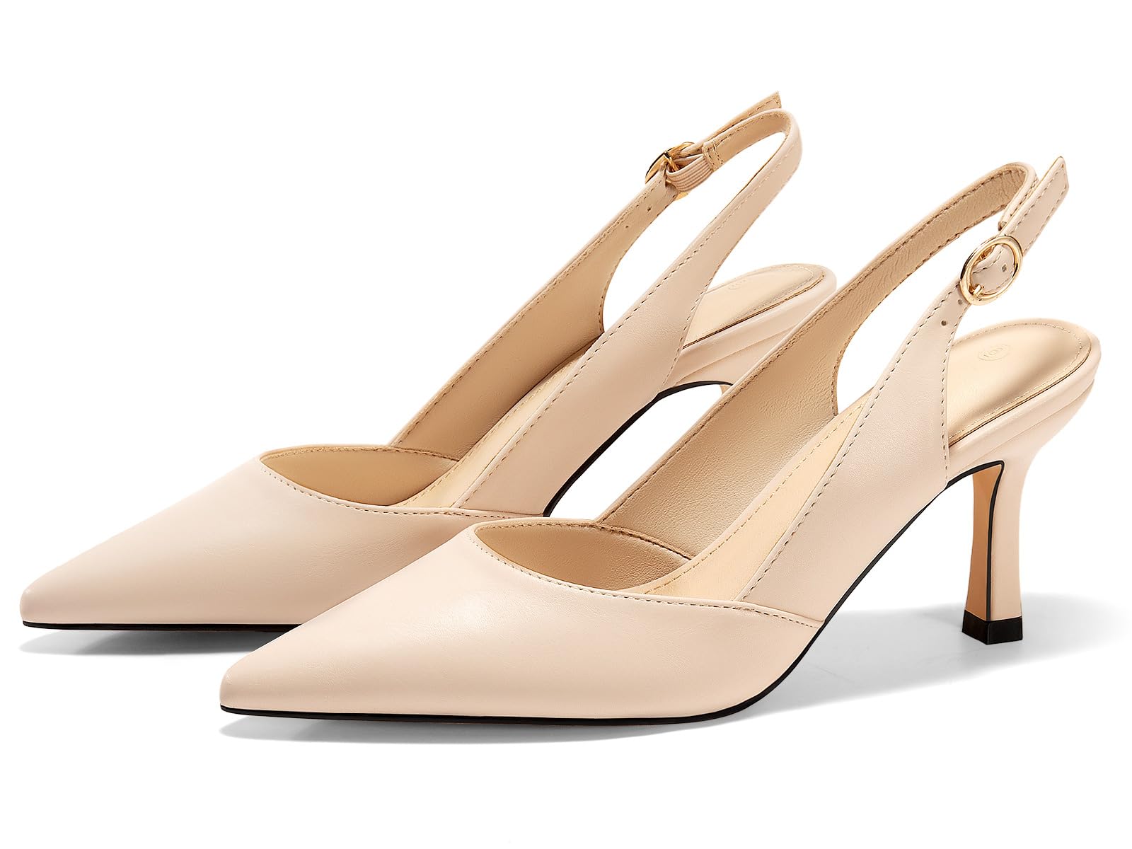 Coutgo Zapatos de tacón bajo Gatito con Tira al talón para Mujer, Punta Cerrada, para Bodas, Fiestas y Vestidos