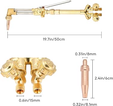 MYFULLY Oxygen and Acetylene Cutting Welding Torch Tool Welding Torch Kit Heavy Duty, Includes 315FC Torch Handle, CA2460 Cutting Attachment and 1-1-101 Cutting Tip