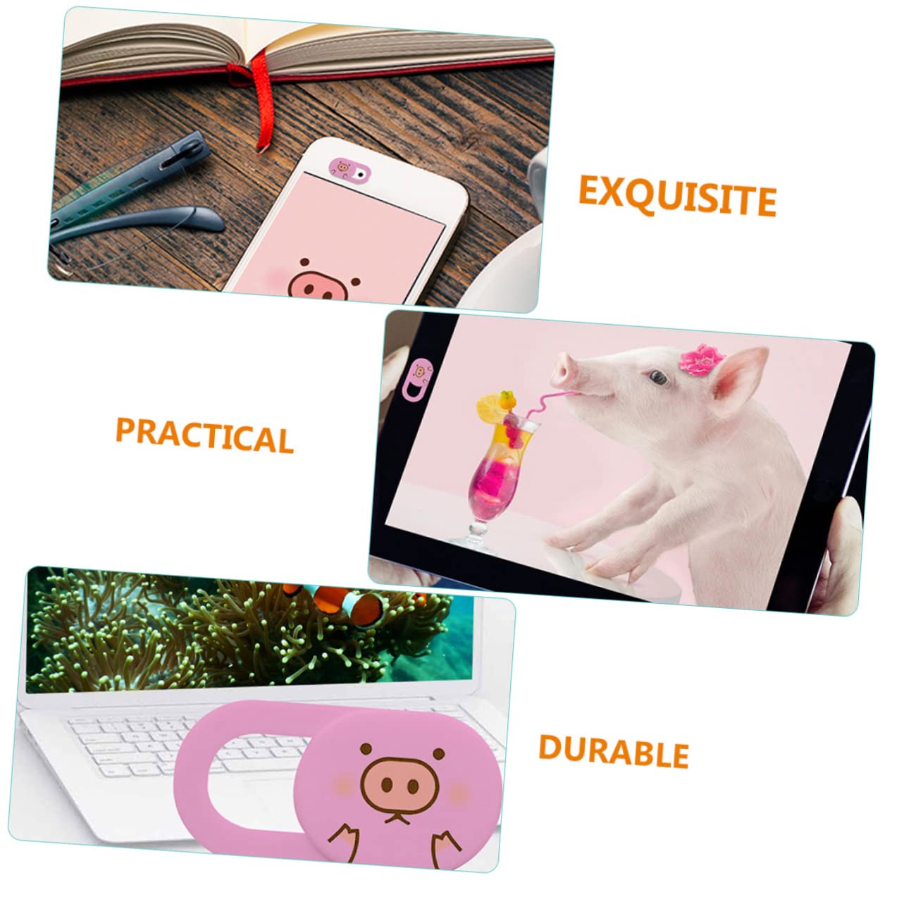 Cubierta Protectora Deslizante de Cámara Web Abs Rosa 3 Piezas | Portátil y Móvil, Ultrafina, Fácil de Aplicar y Retirar, Paquete de 3 Unidades
