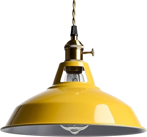 Miniatura 3 de YUBOLE Lámpara colgante nórdica con enchufe de metal para cocina, dormitorio, vestíbulo, color amarillo