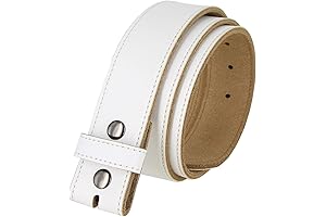 Adjustable Cowhide Replacement Casual White Belt Strap without Buckle