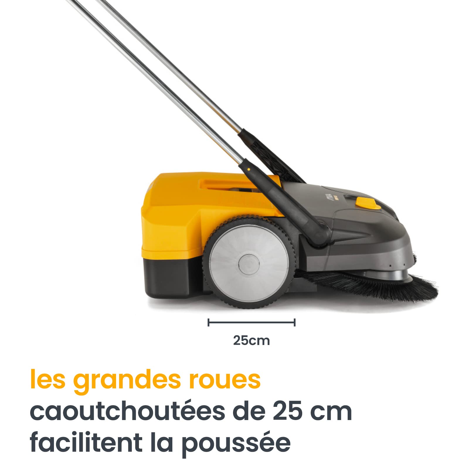 STIGA SWP 475 Balayeuse Poussée, 75 cm, Bac 50 L – Deux Brosses Contrarotatives 41 cm, Réglage 8 Positions – Surfaces Dures Jusqu'à 2 900 m²