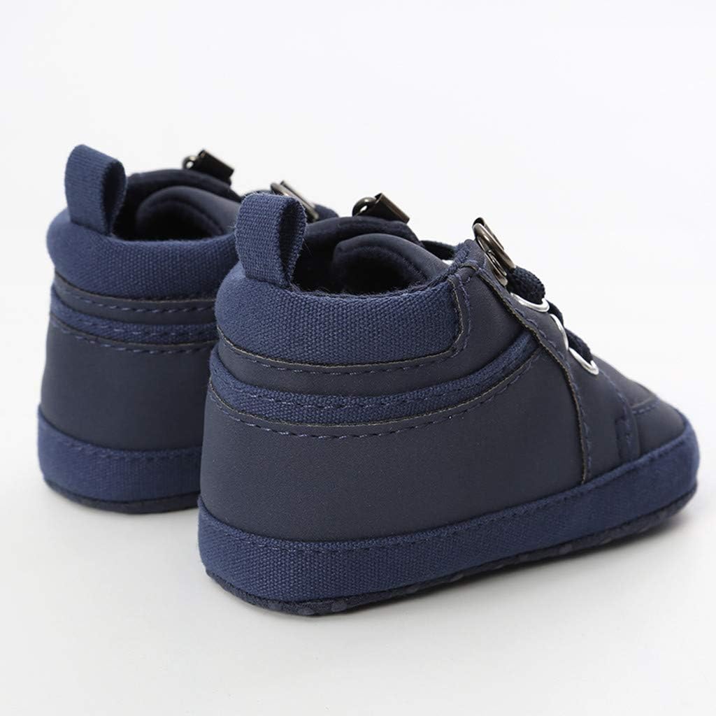 POLG Baby Booties Newborn Infant Unisex Baby Girls Boys Rubber Anit-Slip Sole Shoes Toddler Fleece Cozy Warm Prewalker Boots (Dark Blue, 0-6 Months)